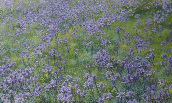 Cardos azules 55 x 33 cm oleo/lienzo