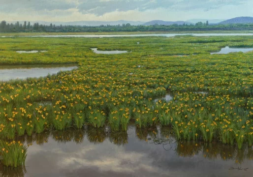 Mayo en Saburua, lirios 116 x 81 cm oleo/lienzo